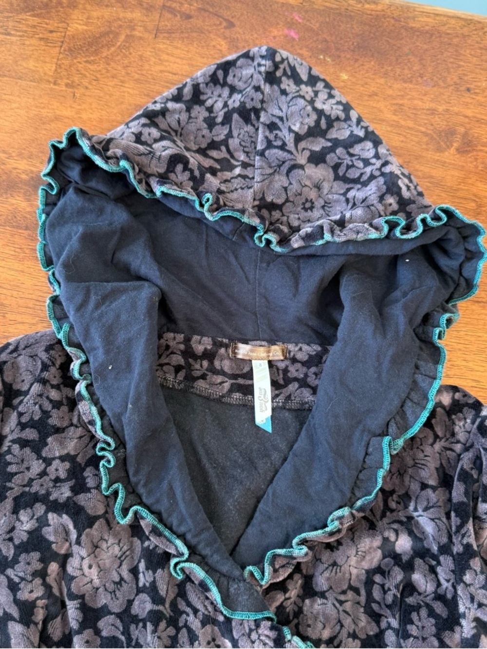 Matilda Jane You & Me Shadow Willow Jacket Girls 8 Velour Floral Hooded - Picture 4 of 10